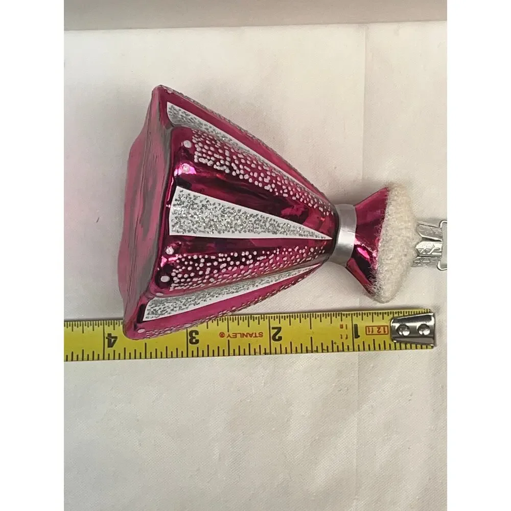 Mary Kay Pink Dress Glass Christmas Ornament Box Display Stand Holiday